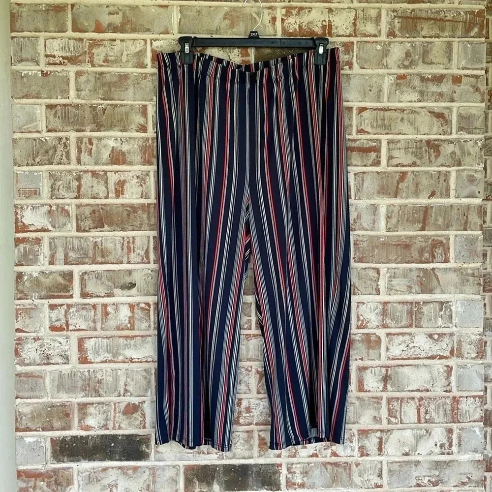 Inner‎ Beauty Striped Knit Wide Leg Plus Size Pants